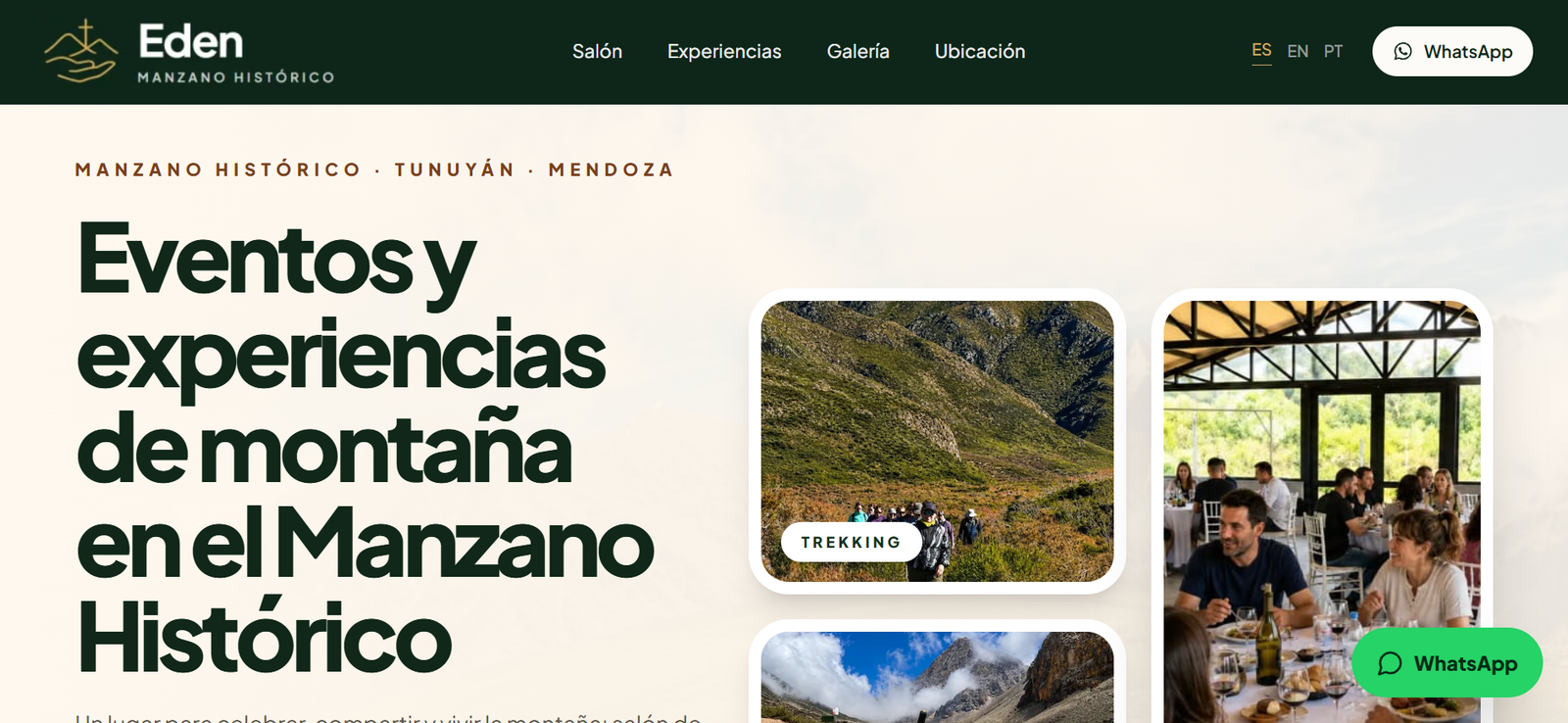 Vista de inicio del sitio de Edén Manzano Histórico